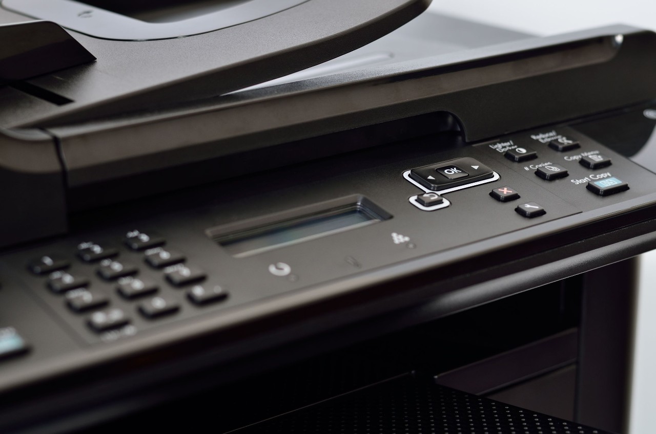 OK button on a black printer